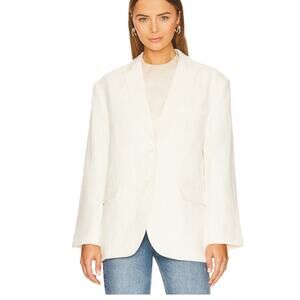 ANINE BING Linen Front Button Quinn Blazer